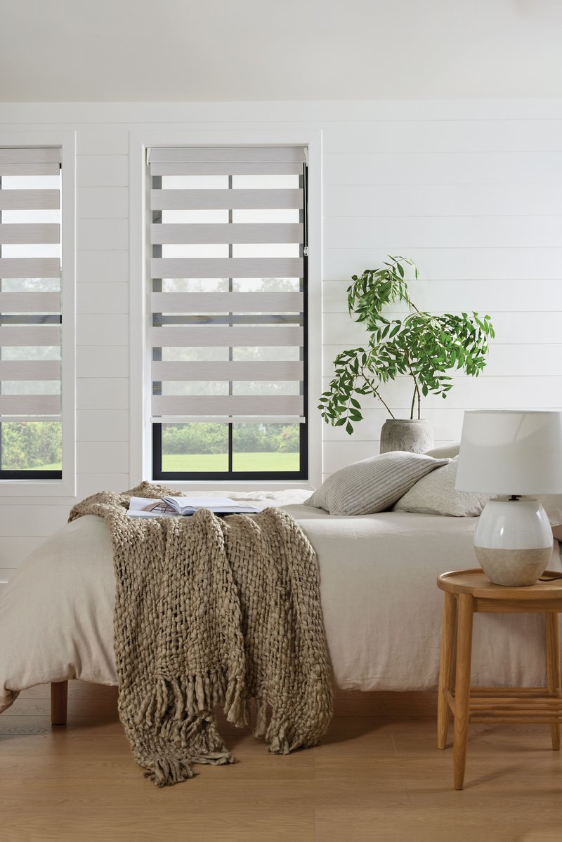 Palermo Silver vision blinds showing the dual layer design